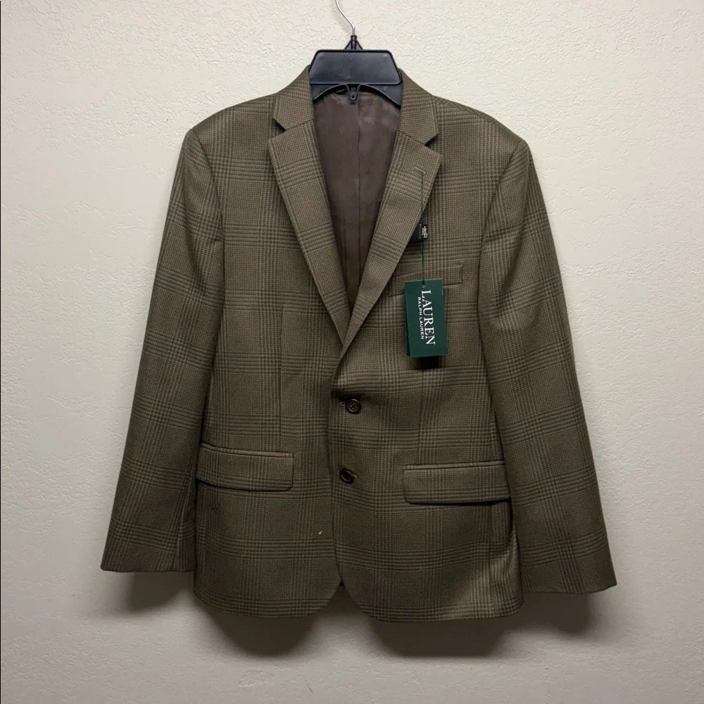 Ralph Lauren Tan and Red Check Blazer Boys Size 16R NWT